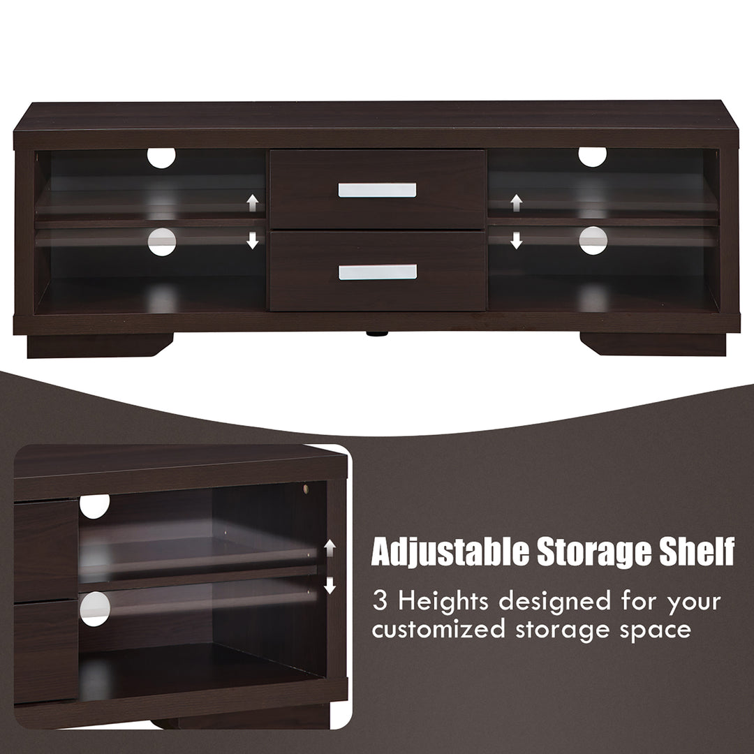 Costway - TV Stand Entertainment Center Hold up to 65'' TV with Storage Shelves & Drawers - Brown_6