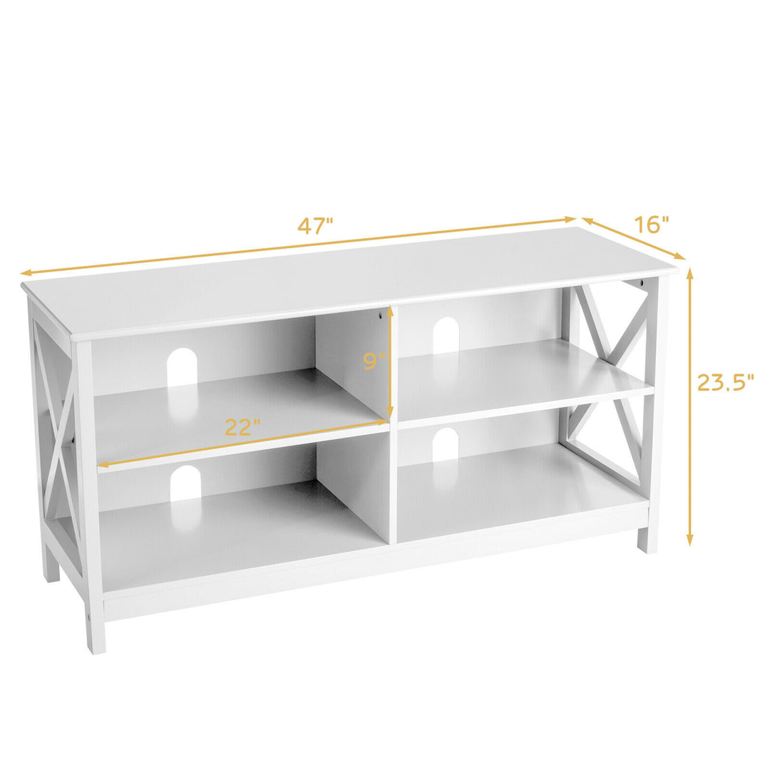 Costway - TV Stand Entertainment Media Center for TV's up to 55'' w/ Storage Shelves White - White_1