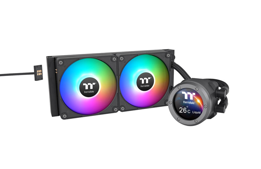 Thermaltake - M240 Ultra CPU AIO Liquid Cooler - 2.1" LCD Display Cap - 240mm Radiator - Two 120mm CT EX ARGB PWM Fans - Black_0