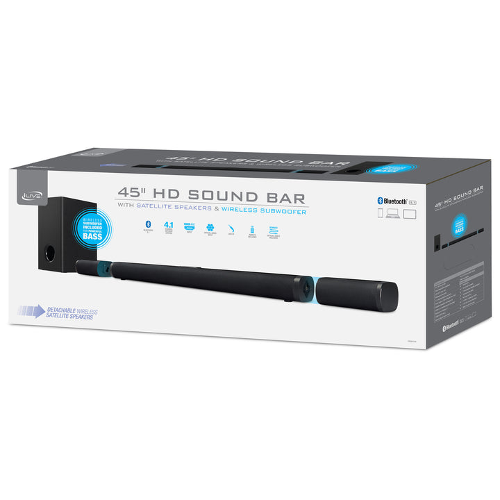 iLive 45-inch Bluetooth Soundbar with Wireless Subwoofer and Satellite Speakers - Black_2