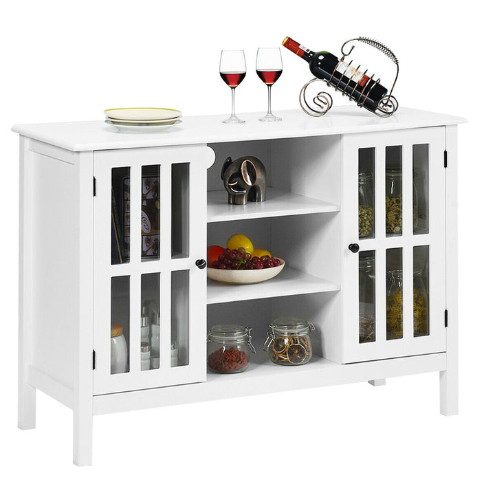 Costway - Wood TV Stand Entertainment Media Center Console for TV up to 50'' White - White_8