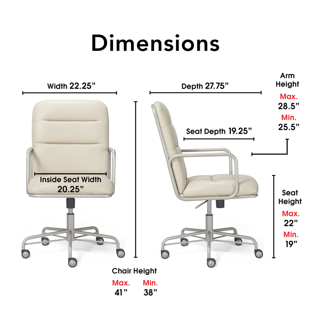 Finch - Franklin Upholstered Office Chair - Bonded Leather - Cream_2