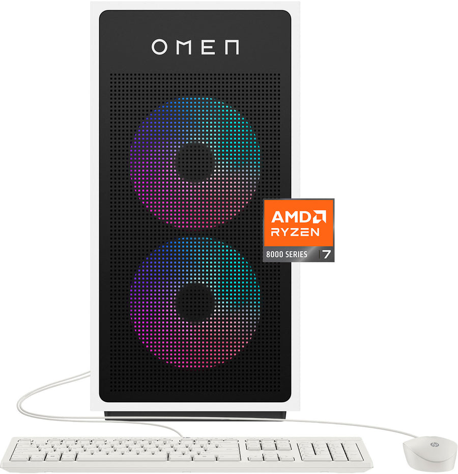 HP OMEN - 35L Gaming Desktop - AMD Ryzen 7 8700G - 16GB DDR5 Memory - NVIDIA GeForce RTX 4060 Ti - 1TB SSD - White/Black_0