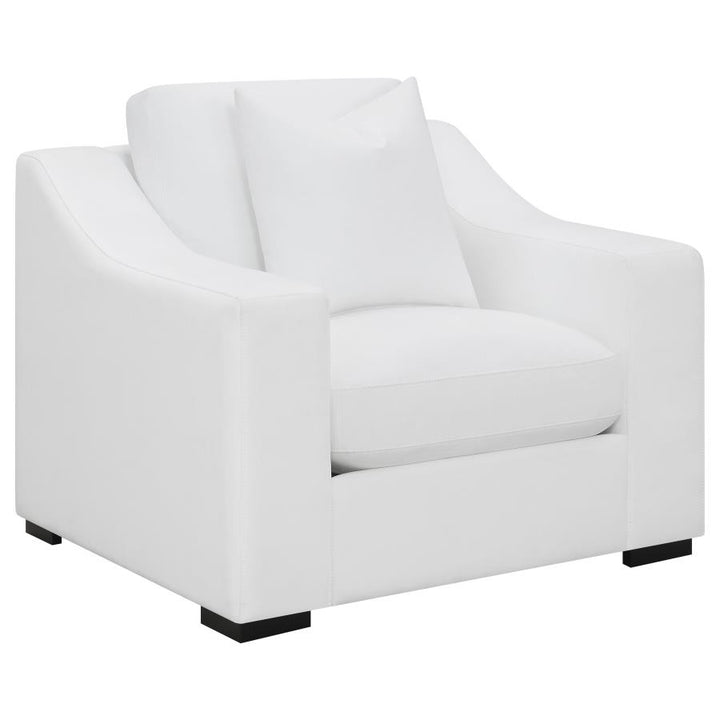 Ashlyn 3-piece Upholstered Sloped Arms Living Room and Table Set White Bundle