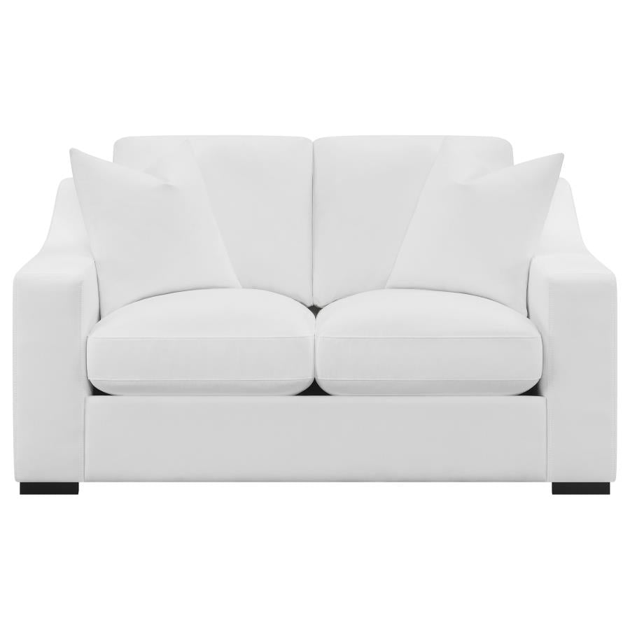 Ashlyn 3-piece Upholstered Sloped Arms Living Room and Table Set White Bundle