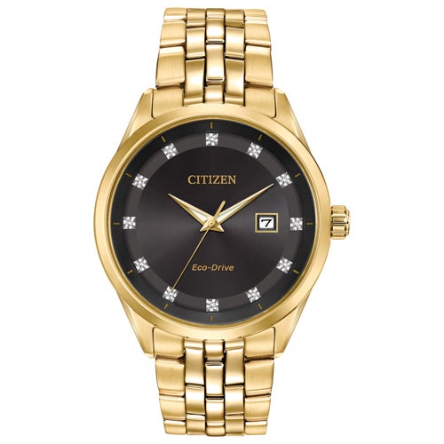 Men's Corso Eco-Drive Gold-Tone Stainless Steel Watch, Black Dial_0