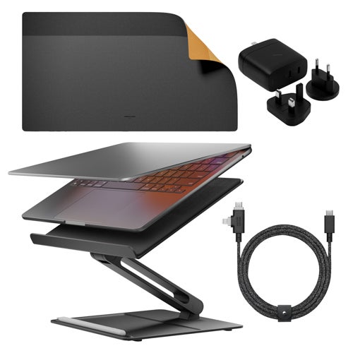 Home Desk Bundle w/ Laptop Stand Mat GaN Charger Belt Duo Cable - Black_0