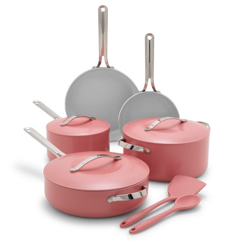 Nova 10pc Ceramic Nonstick Cookware Set, Coral_0