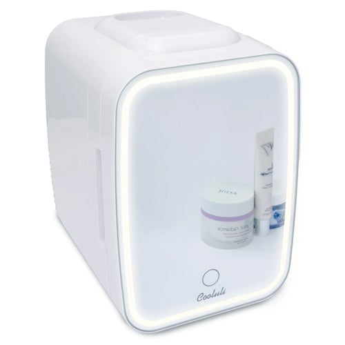 Glow 4L Mini Skincare Fridge w/ Mirror & LED Light, White_0