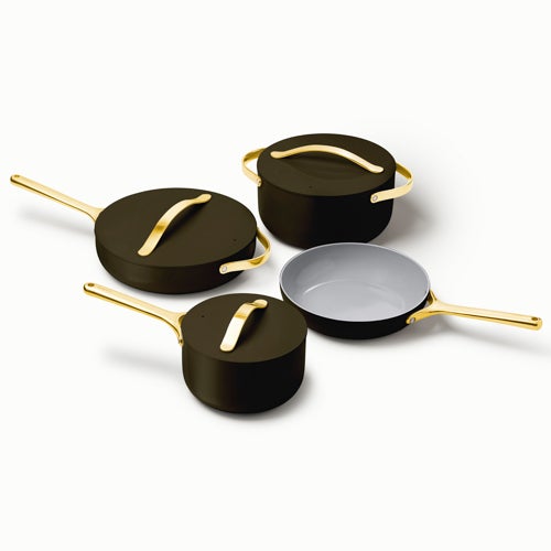 Iconics Non-Toxic Ceramic Nonstick Cookware Set, Black/Gold_0