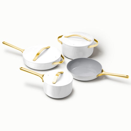 Iconics Non-Toxic Ceramic Nonstick Cookware Set, White/Gold_0