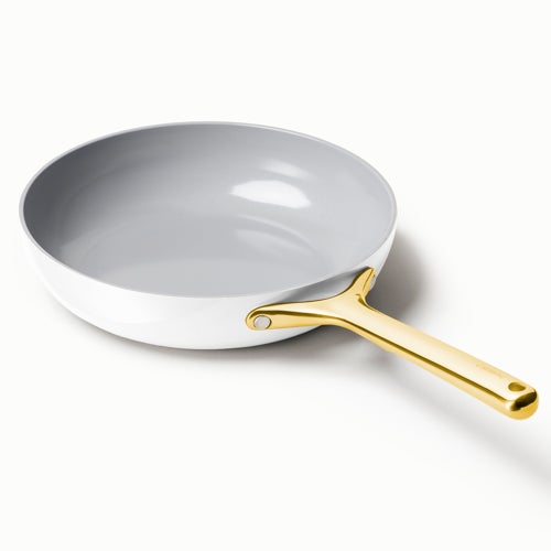 8" Iconics Nonstick Ceramic Fry Pan, White/Gold_0