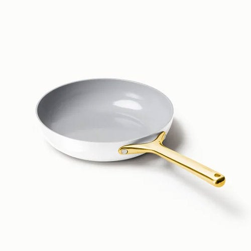 10.5" Iconics Nonstick Ceramic Fry Pan, White/Gold_0