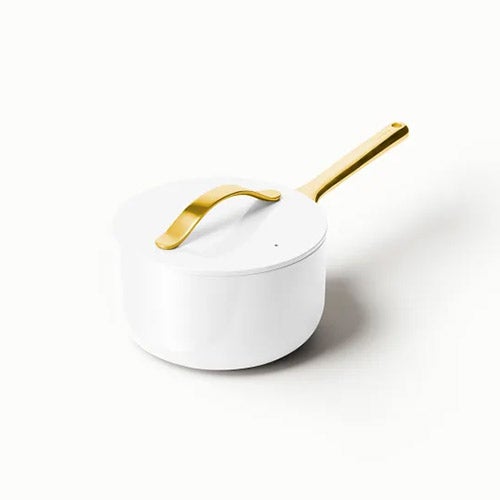 3qt Iconics Nonstick Ceramic Saucepan, White/Gold_0