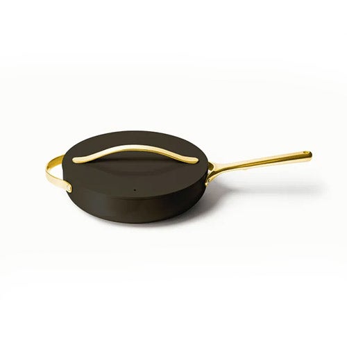 4.5qt Iconics Nonstick Ceramic Saute Pan w/ Lid, Black/Gold_0