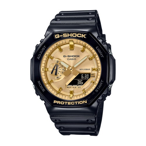 Men's G-Shock Octagon Slim Ana-Digi Black Watch, Gold Dial_0