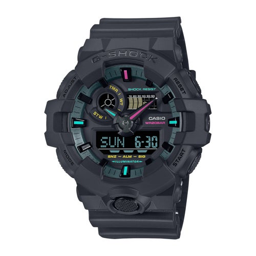Men's GA-700 Big Case Ana/Digi Black Resin Watch w/ Fluorescent Accents_0
