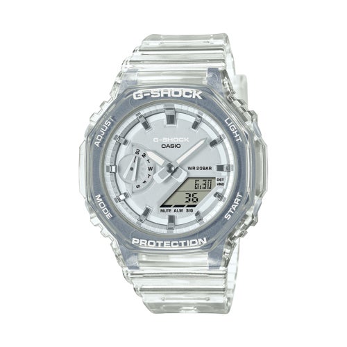 Ladies' G-Shock White Ana-Digi Resin Watch, Silver Dial_0
