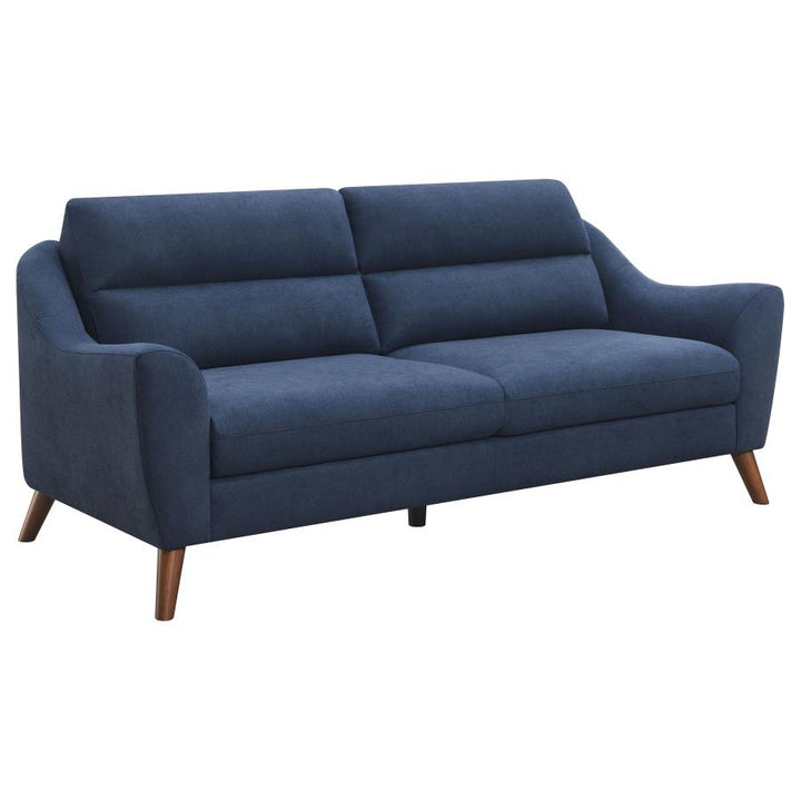 Gano 3-piece Sloped Arm Living Room Set Navy Blue and Tables Bundle