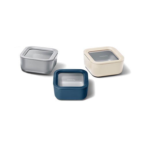 3pc Glass Food Container Set, Multi-Color_0