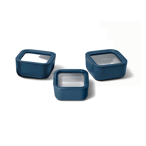 3pc Glass Food Container Set, Navy_0