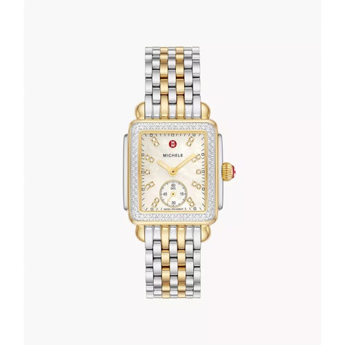 Ladies' Deco Mid Two-Tone 18K Gold 126 Diamond Watch, White MOP Dial_0