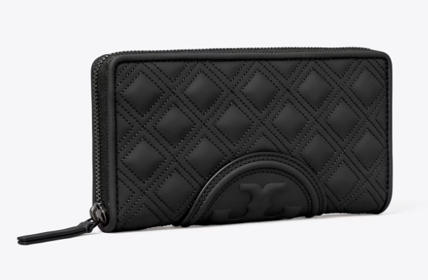 Tory Burch - Fleming Matte Shoulder Bag & Soft Matte Zip  Wallet- Black Bundle