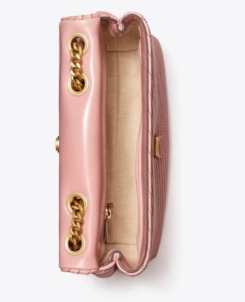 Tory Burch - Small Kira Moto Quilt Convertible Shoulder Bag - Pink Magnolia