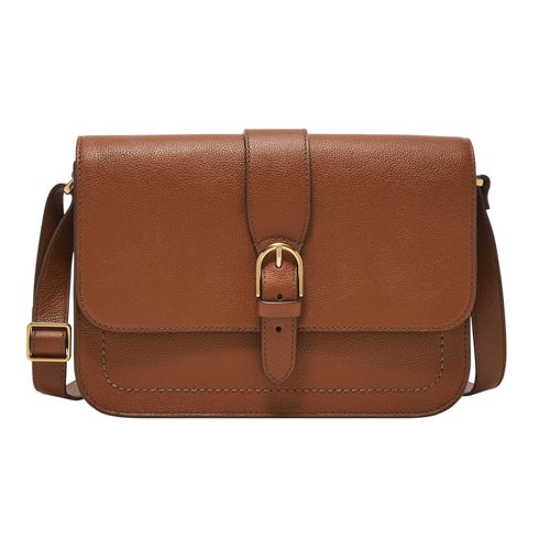 Zoey Large Leather Flap Crossbody, Brown_0