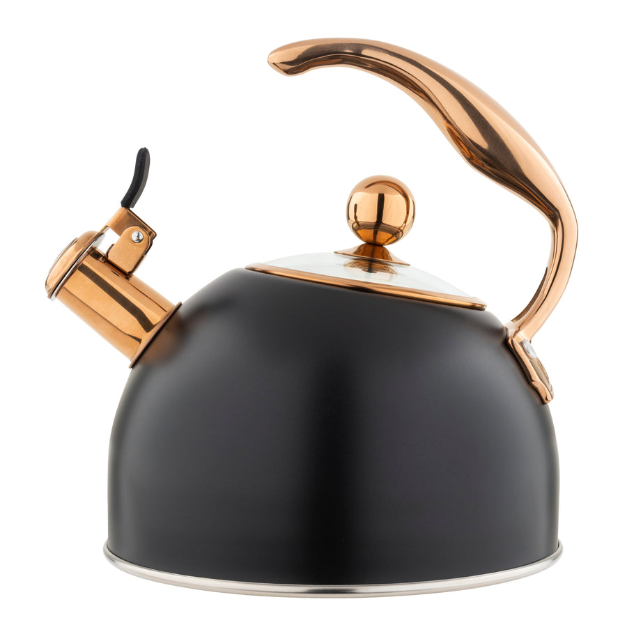 Viking 2.6 Quart Whistling Tea Kettle with 3-Ply Base, Black & Copper - Black and Copper_0