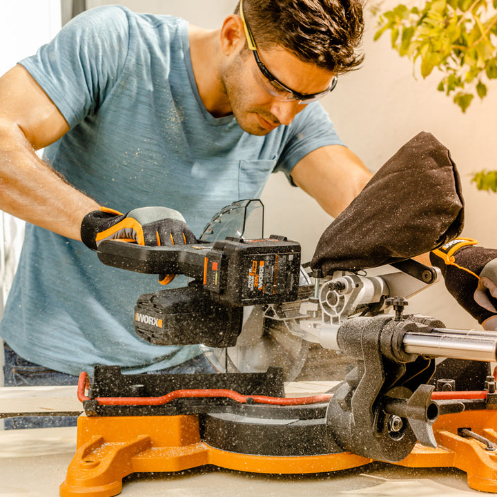 WORX - 20V 7.25" Cordless Compound Miter Saw (1 x 4.0 Ah Battery and 1 x Charger) - Black_7