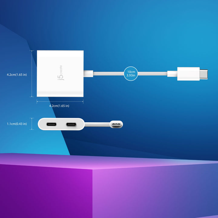 j5create - USB-C to Dual USB-C with Video or Power Delivery - White_3