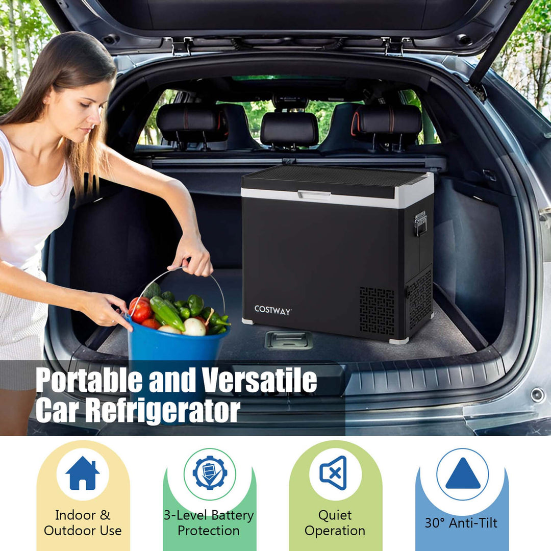 Costway - 12 Volt Car Refrigerator 53QT Portable Car Fridge with -4℉~68℉ for RVs Adjustable Range - Black_6