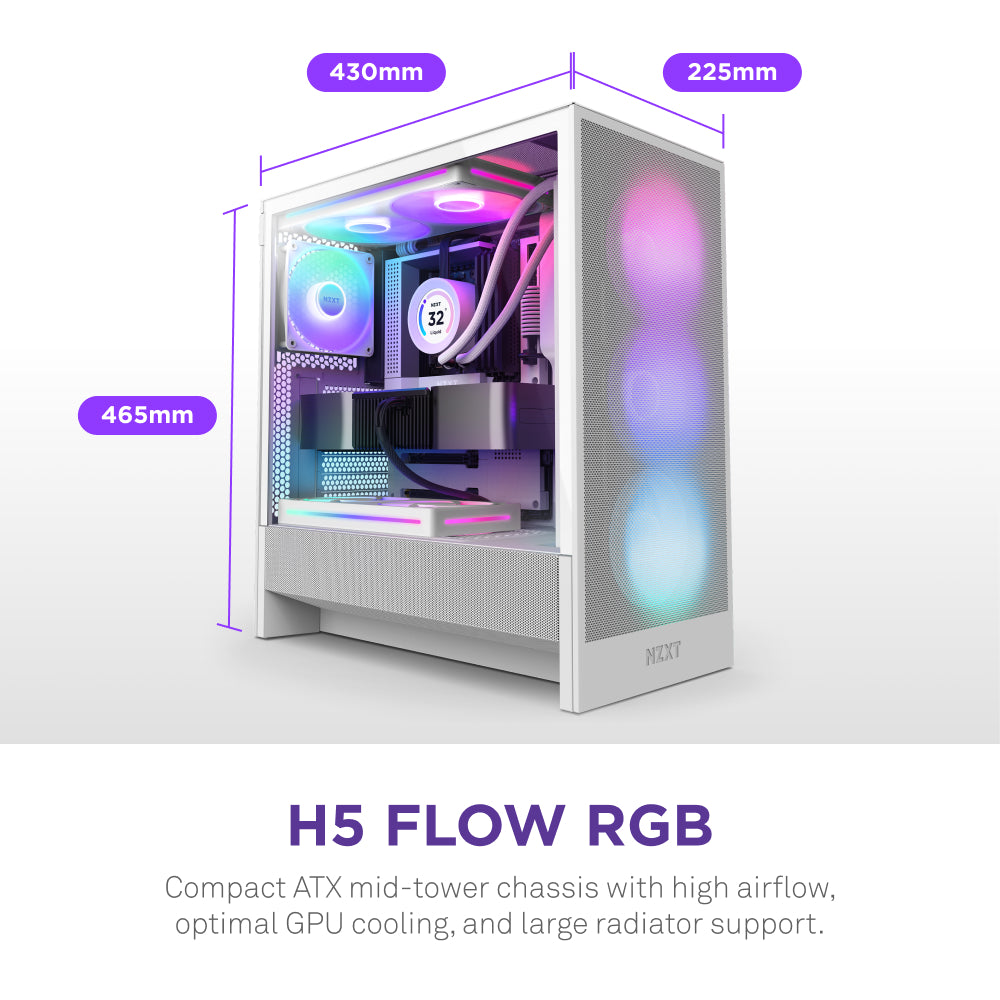 NZXT - H5 Flow RGB 2024 Compact ATX Mid-Tower Airflow Case - White_1