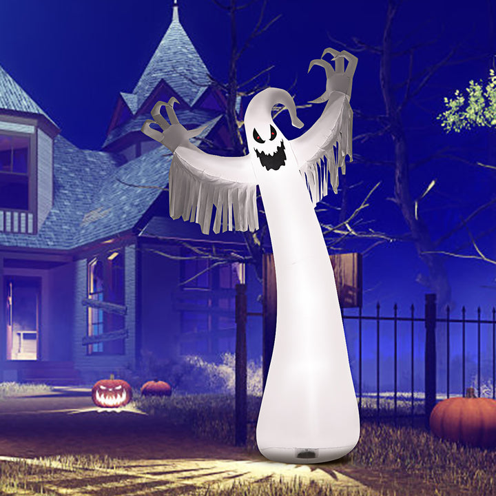 Costway - 12ft Inflatable Halloween Blow Up Ghost Decoration w/ Built-in LED Light - White/Black_0