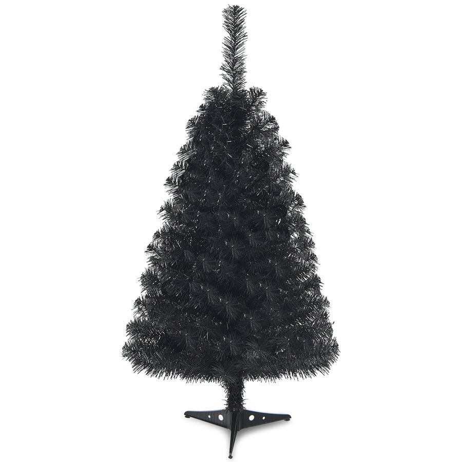 Costway - 3ft Unlit Artificial Christmas Halloween Mini Tree w/Plastic Stand - Black_0