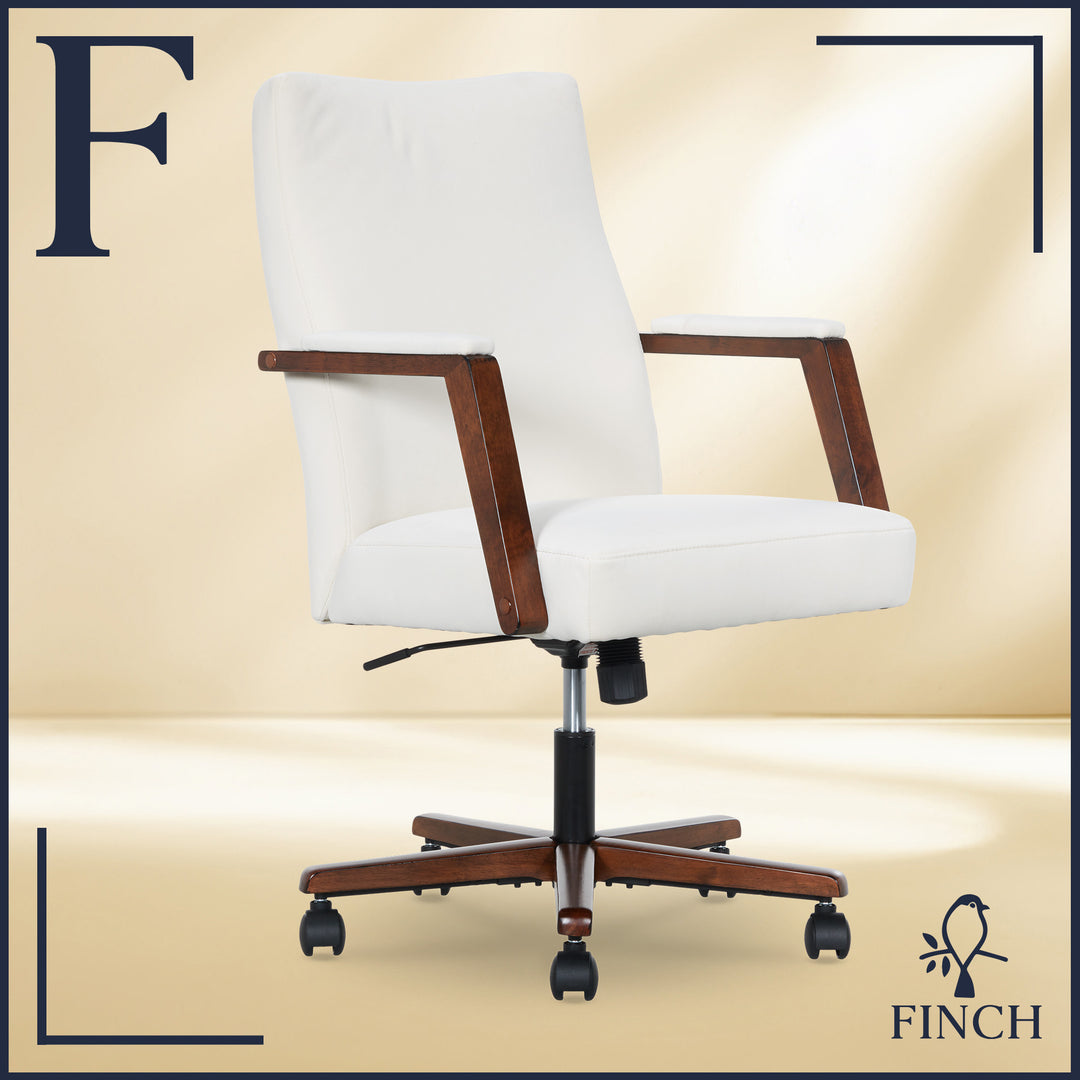 Finch Neo One Fabric Mid-Back Home Office Chair with Padded Arms - Cream_3