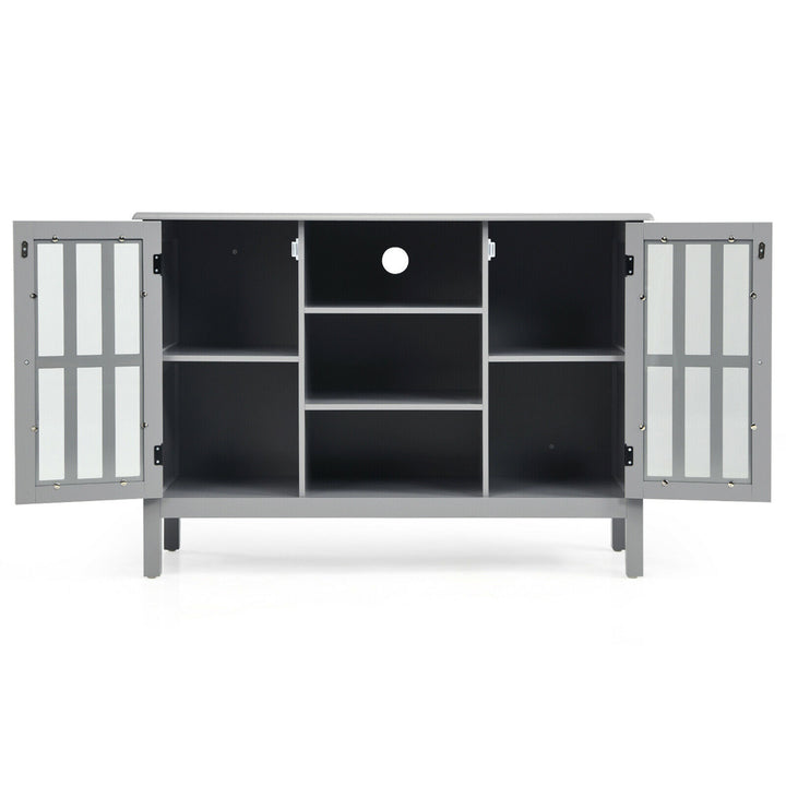 Costway - Wood TV Stand Entertainment Media Center Console for TV's up to 50'' Grey - Gray_9