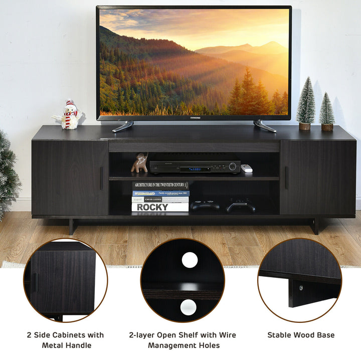 Costway - Modern TV Stand Media Entertainment Center for TV's up To 65'' w/Storage Cabinet - Black_9