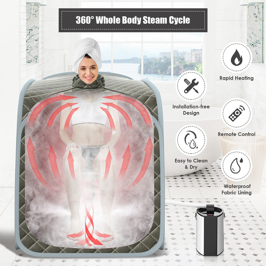 Costway - Portable Steam Sauna - Grey_1