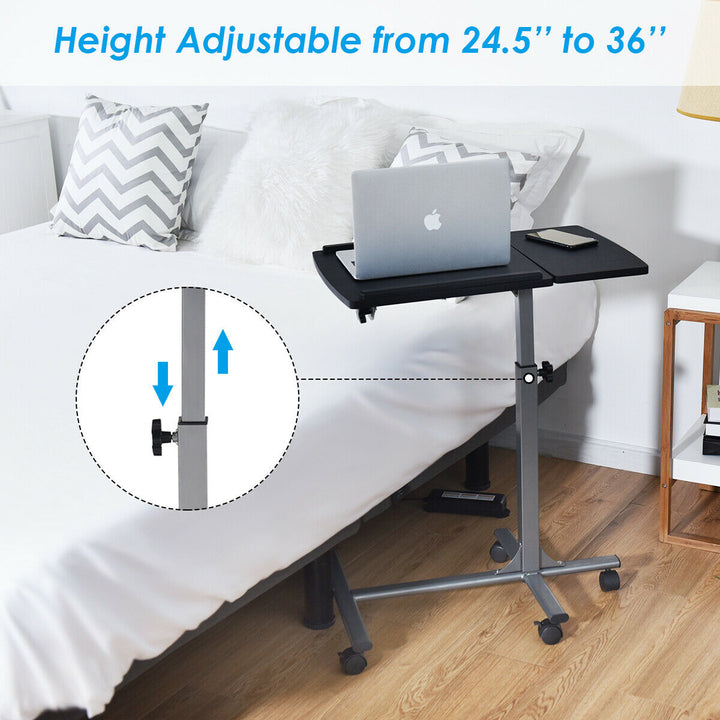 Costway - Mobile Standing Desk Height Adjustable Sit to Stand Laptop Desk - Silver/Black_5