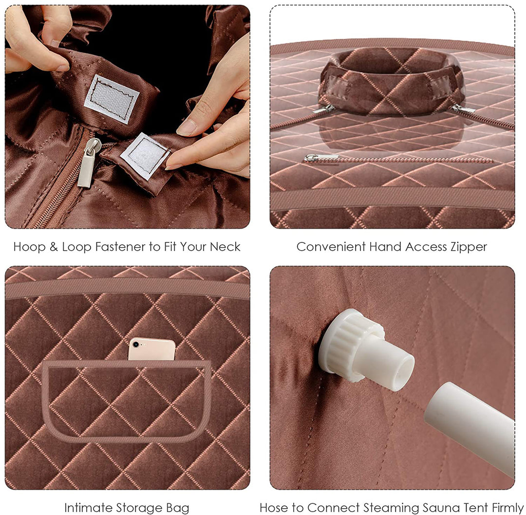 Costway - Portable Steam Sauna Brown - Coffee_8