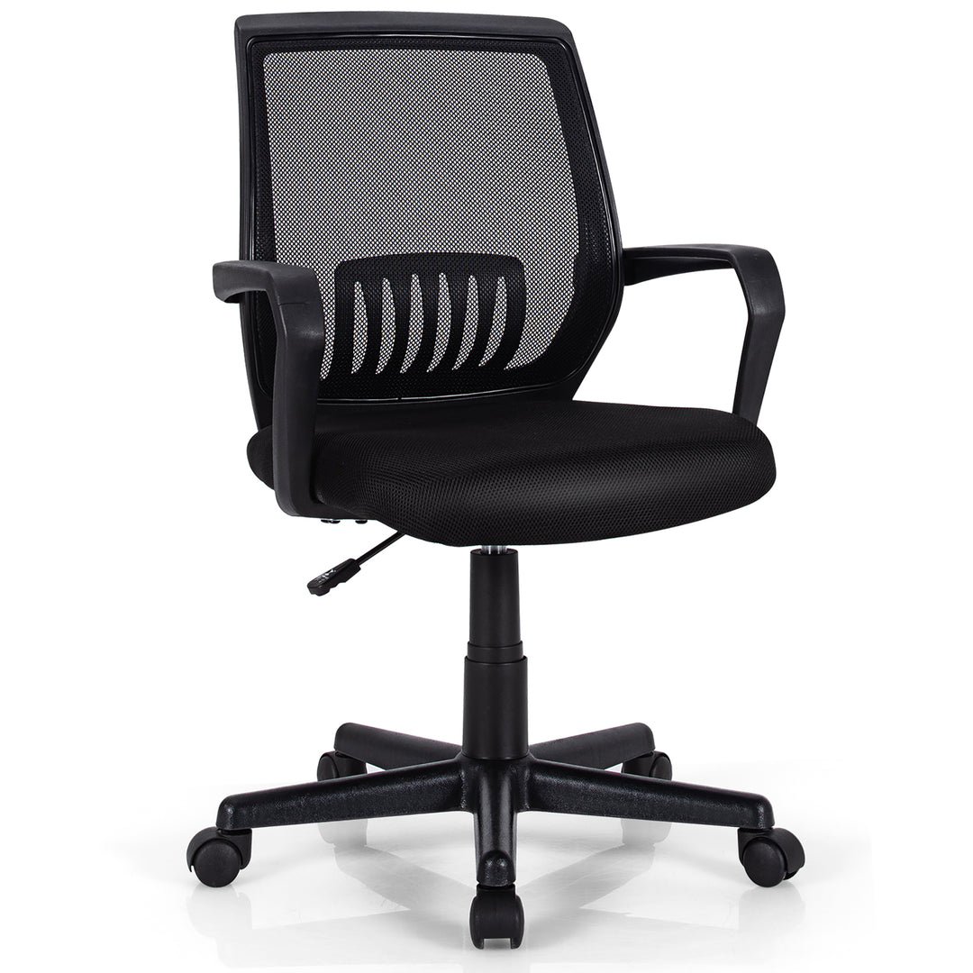 Costway - Mid-Back Mesh Office Chair Height Adjustable Executive Chair with Lumbar Support - Black_10