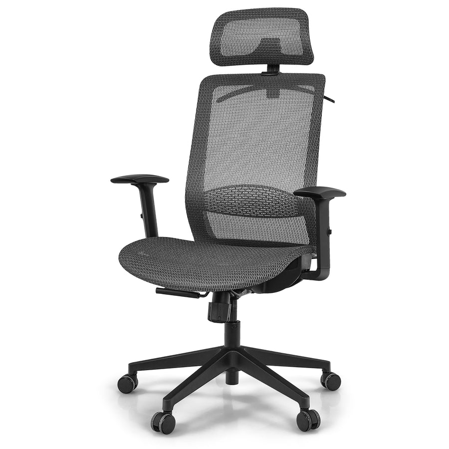 Costway - Ergonomic High Back Mesh Office Chair Recliner Task Chair with Hanger - Gray_0