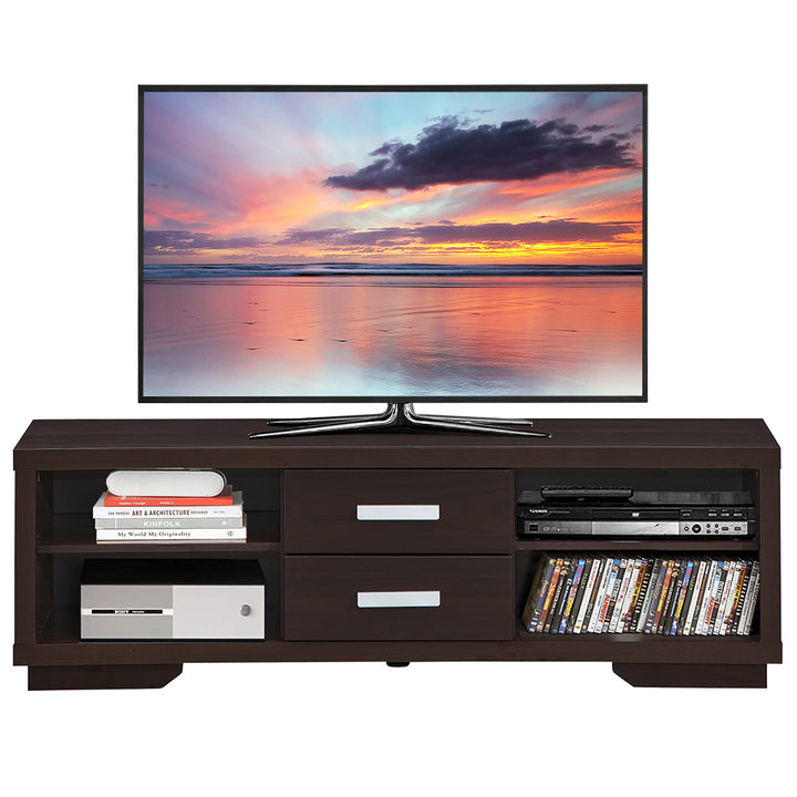 Costway - TV Stand Entertainment Center Hold up to 65'' TV with Storage Shelves & Drawers - Brown_7