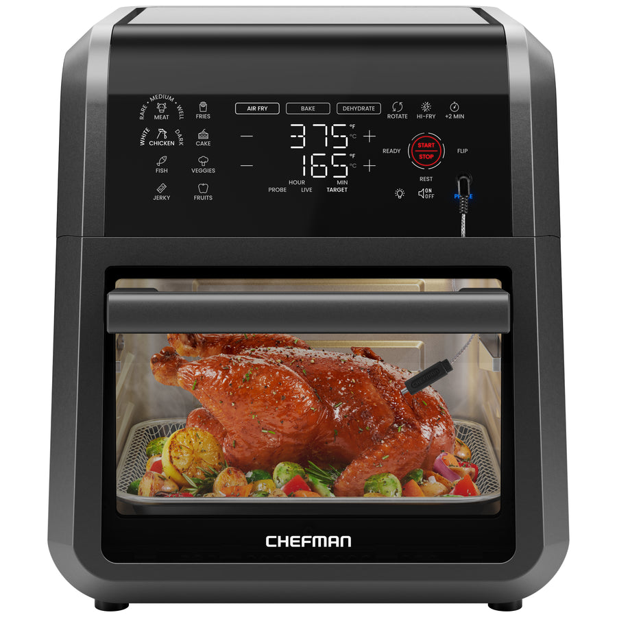 Chefman ExacTemp 12 Quart 5-in-1 Air Fryer with Integrated Smart Thermometer, 28 Presets - Black - Black_0