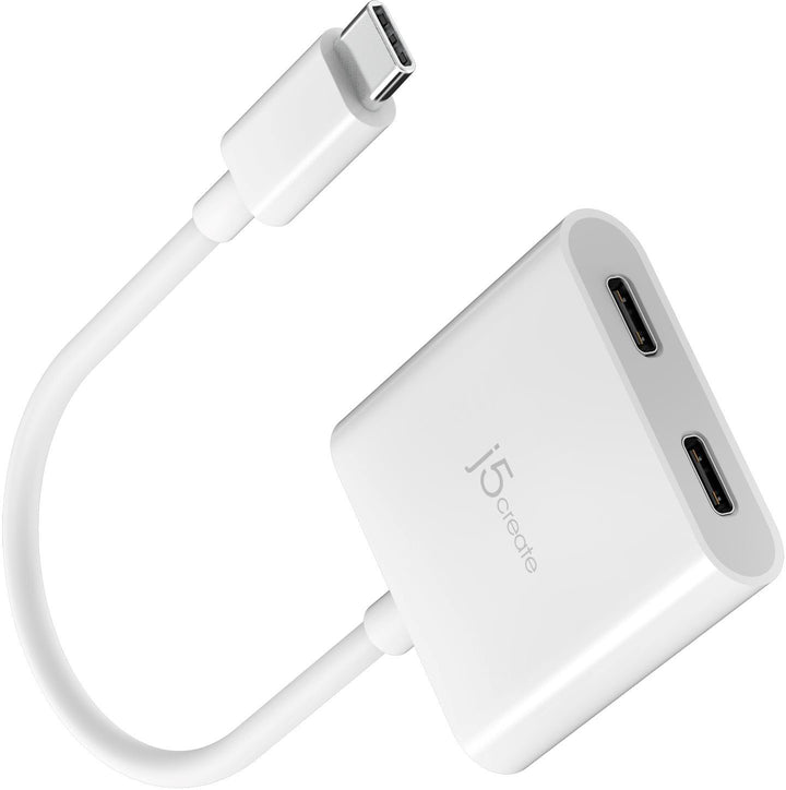 j5create - USB-C to Dual USB-C with Video or Power Delivery - White_1