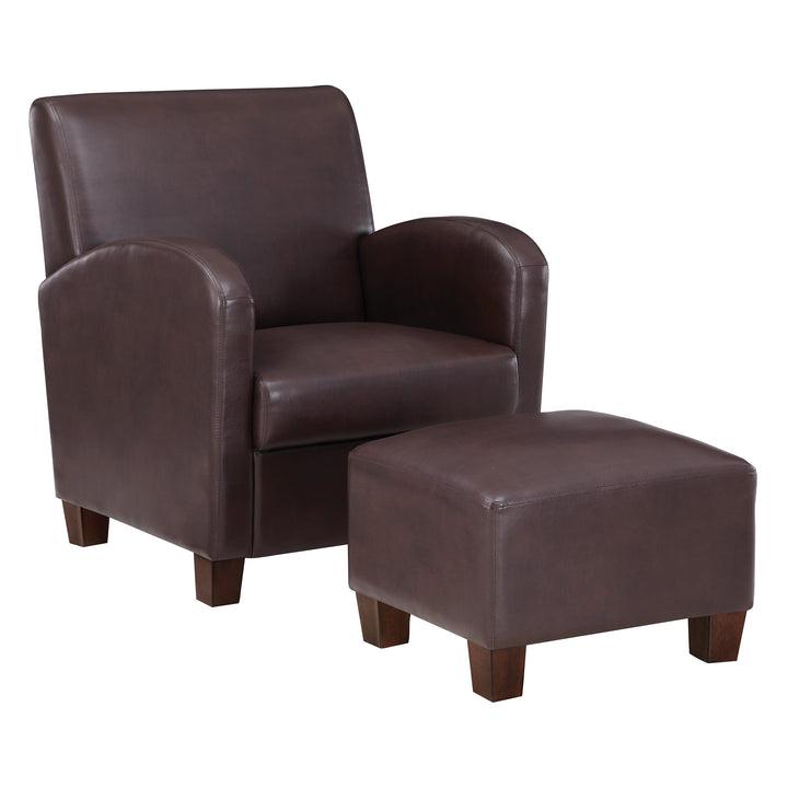 OSP Home Furnishings - Aiden Chair & Ottoman Faux Leather - Cocoa_1