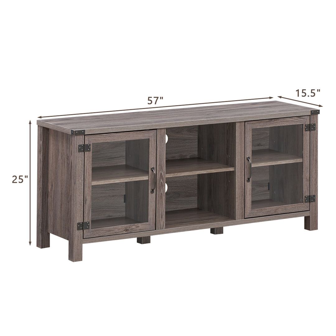 Costway - TV Stand Entertainment Center for TV's up to 65'' w/ Storage Cabinets Deep Taupe - Deep Taupe_1