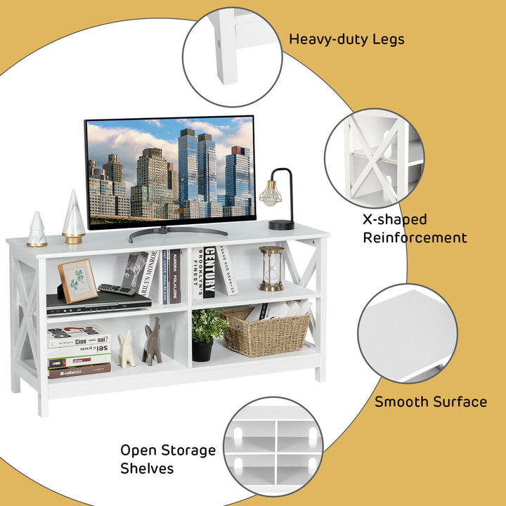 Costway - TV Stand Entertainment Media Center for TV's up to 55'' w/ Storage Shelves White - White_9